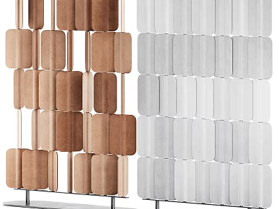 Modern Room Divider With Brown And White Geometric Panel Design For Interior Space 3d model