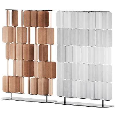 Modern Room Divider With Brown And White Geometric Panel Design For Interior Space 3d model