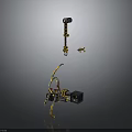 Modern Compound Bow Weapon With Golden Accents And Black Aiming Components 3d model