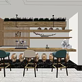 Modern Shop Front Desk Interior With Wooden Elements Marble Counter And Wall Art