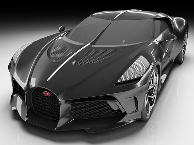 Black Bugatti Sports Car With Sleek Modern Design Red Logo And Sporty Wheels 3d model