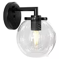 Outdoor Wall Light with Black Metal Bracket and Clear Glass Globe Design