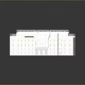 Symmetrical Multi Story Classical Building With White Exterior Yellow Accents Arched Doors And Windows