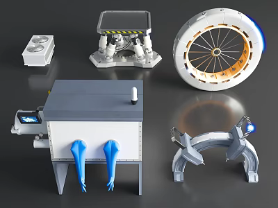 Mechanical Equipment Components Including Control Panel Circular Structure and Support Brackets 3d model