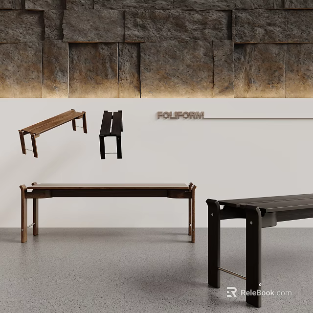 Modern Stools by FOLFORM Showcasing Wooden And Black Design Elements 3d model 