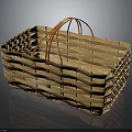 Woven Rectangular Basket With Light Brown And Orange Handles For Daily Use 3d model