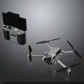 White Quadcopter Drone with Four Propellers and Black Gray Remote Controller with Display Screen 3d model