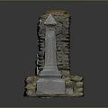 Ancient Stone Architectural Components With Carved Patterns Mossy Surfaces And Historical Designs 3d model