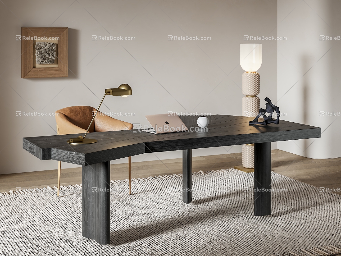 Cassina Modern Desk and Chair Combination Butterfly-Shaped Desk Special-Shaped Desk 3d model