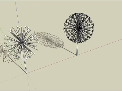 Artistic Dandelion Shaped Outdoor Lights for Garden Yard Decoration with Black Structure and Small Bulbs 3d model