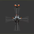 Sleek Modern Military Helicopter 3D Render With Orange Accents And Rotor Blades