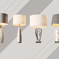 Modern Decorative Table Lamps Four Different Styles With White Grey Shades Sculptural Geometric Bases