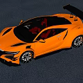 Orange Sports Car With Sleek Aerodynamic Body Black Accents Rear Spoiler And Alloy Wheels