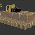 Industrial Equipment with Light Brown Main Body Yellow Control Panel Black Modules and Red Indicators