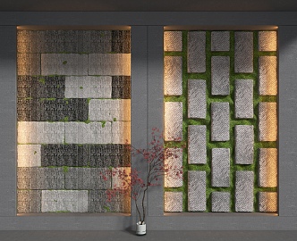 Cultural stone background wall 3d model