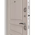 Modern Interior Doors With Brown And White Panels And Secure Lock Systems 3d model