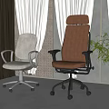 Modern Grey and Brown Office Chairs with Armrests on Wheels in Modern Interior Design