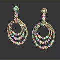 Elegant Stylish Golden Earrings With Multi Layered Circular Hoops And Pearl Diamond Inlays