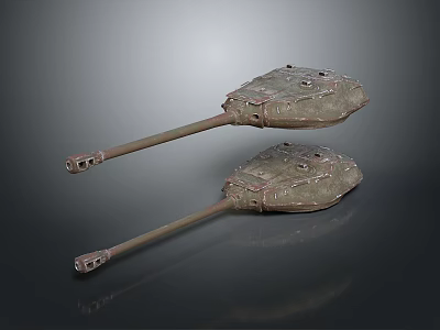 Two Gray Tank Models With Metallic Surface On Gradient Background And Reflection 3d model