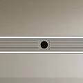 Modern Air Conditioner Vent With Metallic Grille And Sleek White Accent Trim Design Structure