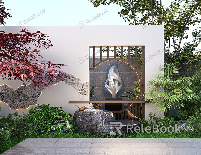 Modeling landscape wall Enclosure wall to landscape wall Partition screen Courtyard landscape wall model