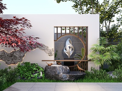 Modeling landscape wall Enclosure wall to landscape wall Partition screen Courtyard landscape wall model