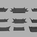 Traditional Chinese Architectural Components Featuring Various Ancient Roof Eaves Styles 3d model