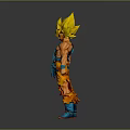 Game and Movie Character With Spiky Yellow Hair Orange Battle Suit Blue Accessories Muscular Standing Pose