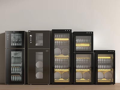 Black Glass Door Kitchen Appliances Featuring Wine Storage And Multiple Units 3d model