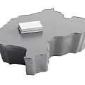Modern Gray Coffee Table With Irregular Edge Design And White Box Decor 3d model