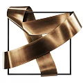 Modern Wall Decor With Golden Metal Strips Intertwined On Black Frame