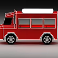 Red Mobile Food Truck With Open Service Window And White Roof Light