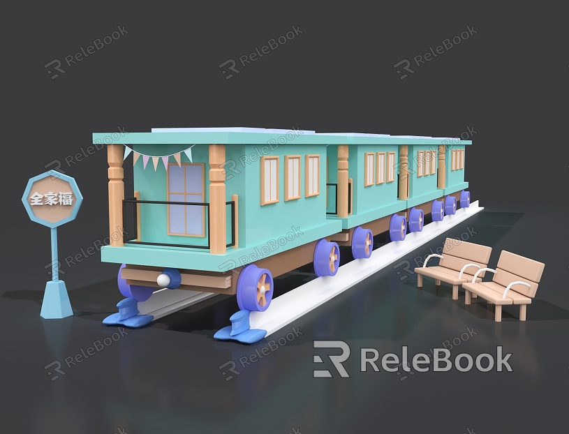 Train Cartoon Small Train Children's Amusement Train Sightseeing Train Cartoon model