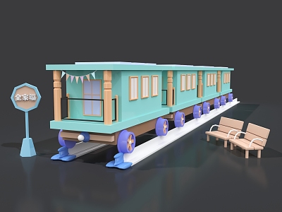 Train Cartoon Small Train Children's Amusement Train Sightseeing Train Cartoon model