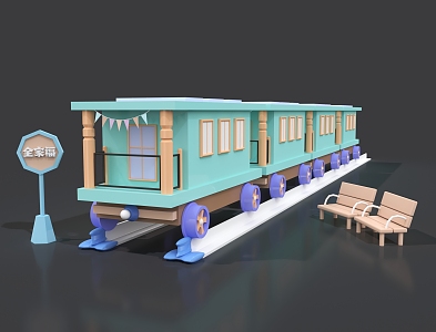 Train Cartoon Small Train Children's Amusement Train Sightseeing Train Cartoon 3d model