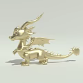 Golden Dragon Figurine Standing With Detailed Wings And Tail Design