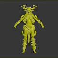 Mythical Plant Based Creature Character With Green Hair Antler Like Horns And Leafy Armor Details