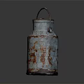 Vintage Rusted Blue Milk Can With Metal Handle For Milk Beverage Storage