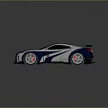 Blue And White Sports Car With Aerodynamic Design Rear Spoiler And Sporty Wheels