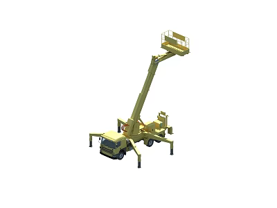 Yellow Aerial Work Platform Truck With Telescopic Boom And Working Platform For High Altitude Operations 3d model