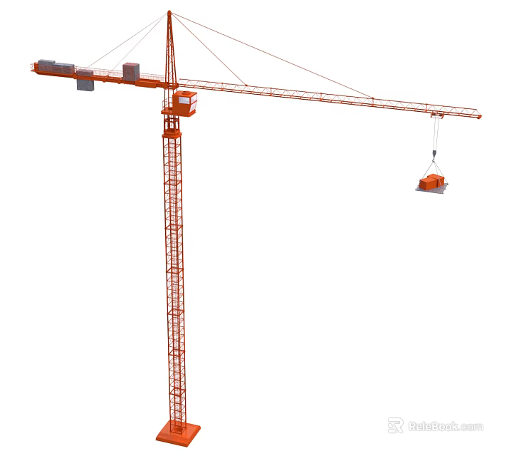 Industrial Equipment Tower Crane with Tower Structure and Long Boom for Construction Site Heavy Lifting 3d model 