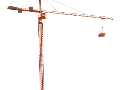 Industrial Equipment Tower Crane with Tower Structure and Long Boom for Construction Site Heavy Lifting 3d model