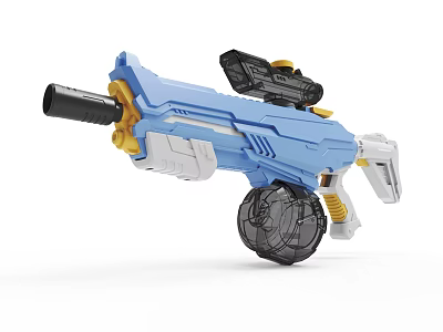Electric Toy Gun In Blue With Large Drum And Sight 3d model