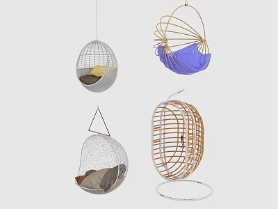 Stylish Hanging Chairs With Woven Designs And Various Color Options For Home Decor 3d model