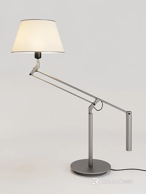 Modern Adjustable Desk Lamp With Metal Stand White Lampshade And Flexible Arm 3d model 