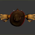 Cartoon Cat Character With Brown Cowboy Hat Blue Feather And Open Orange Claws