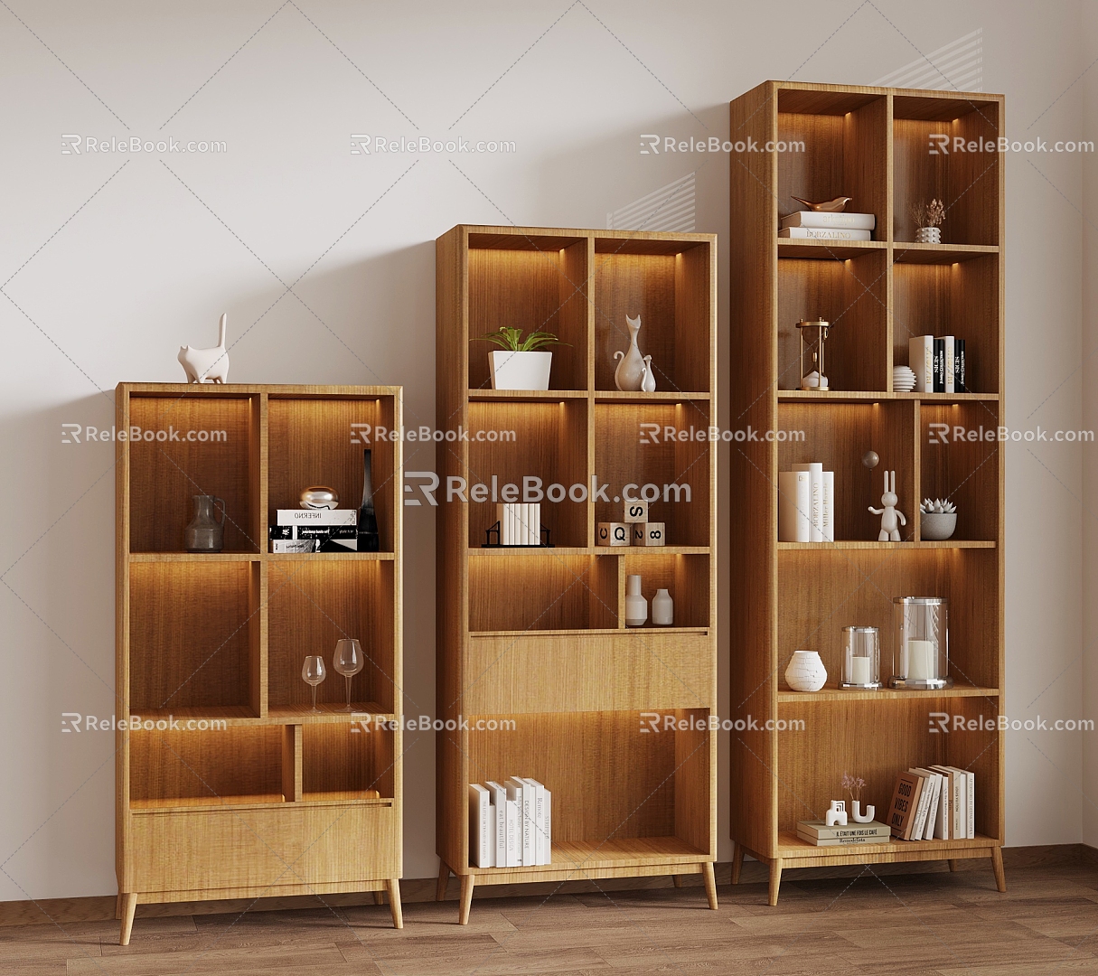 01 Bookcase Modern Bookcase Storage Cabinet 3d model