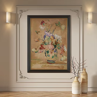 Modern French Retro Middle Luxury Abstract Decorative Painting 3d model