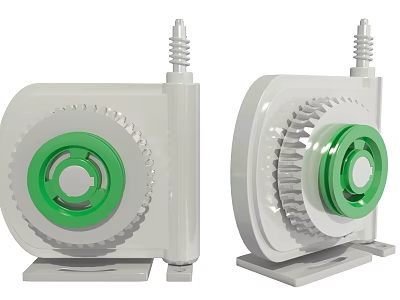Industrial Equipment Two Units With Green Circular Components And Gear Structure 3d model