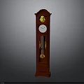 Red Grandfather Clock With Yellow Bird Decoration White Face And Pendulum For Home Decor